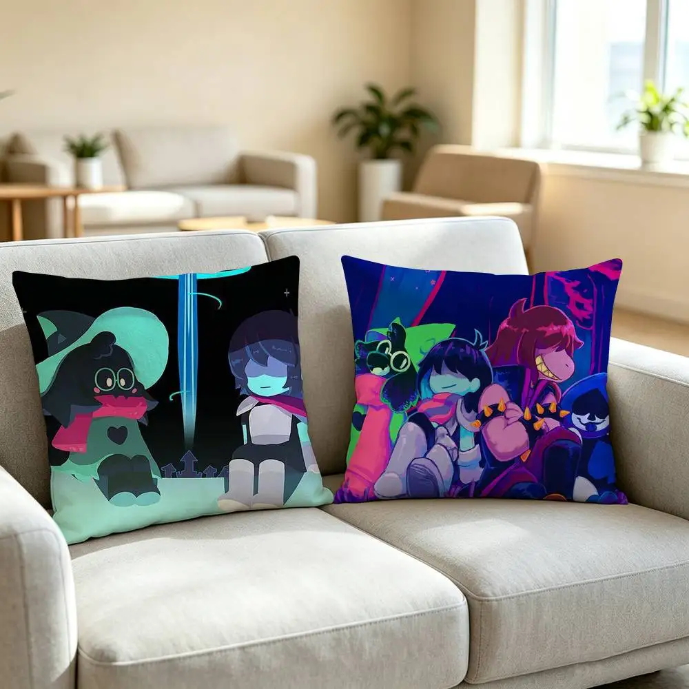 R-Retro Pixel Fantasy Deltarune  Square Double-Sided printed Pillow Case Bedroom Bedside Pillow Sofa Cushion Cover