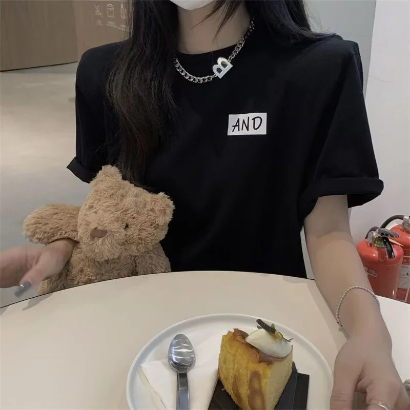 Jupe T-shirt ample mi-longue avec fente ort Sve, Design coréen Sle, vêtements d'extérieur d'été pour femmes, Faion décontracté Dr