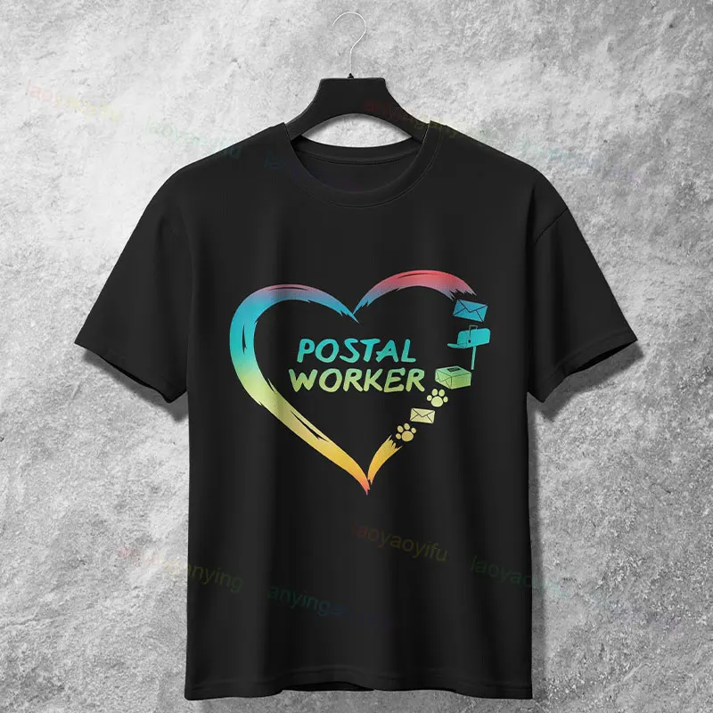 مضحك "لا يجب أن تكون مجنونًا في العمل في مكتب البريد" شعار الجرافيك تي شيرت القطن الخالص قصيرة الأكمام الفكاهة نمط التي شيرت