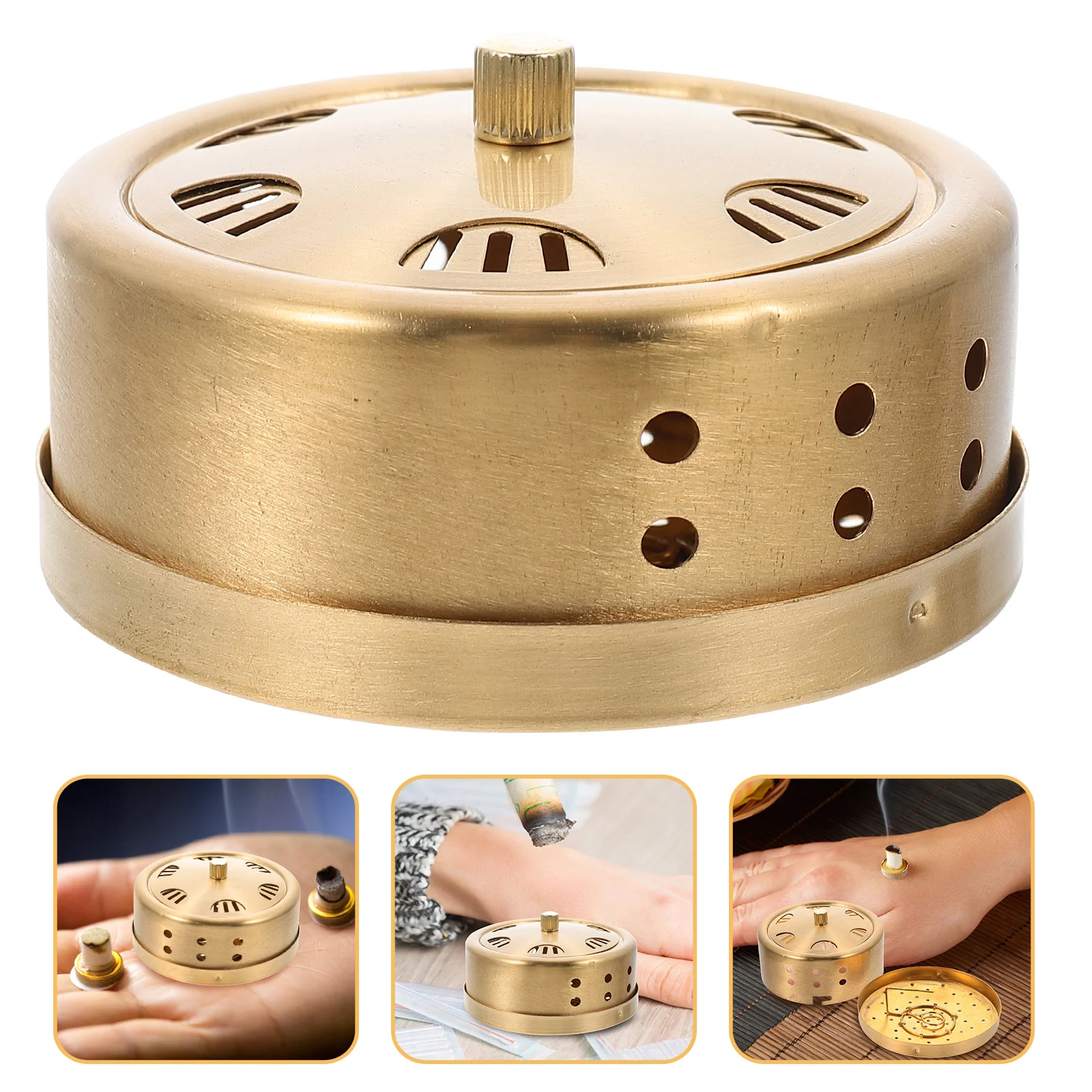 Portable Smokeless Moxibustion Box Massager Copper Moxa-moxibustion Burner Case