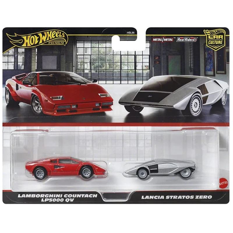 

Hot Wheels Cars Lamborghini Countach LP5000 QV & Lancia Stratos Zero 1/64 Металлическая литая под давлением модель игрушечного транспортного средства HBL96-JBL02