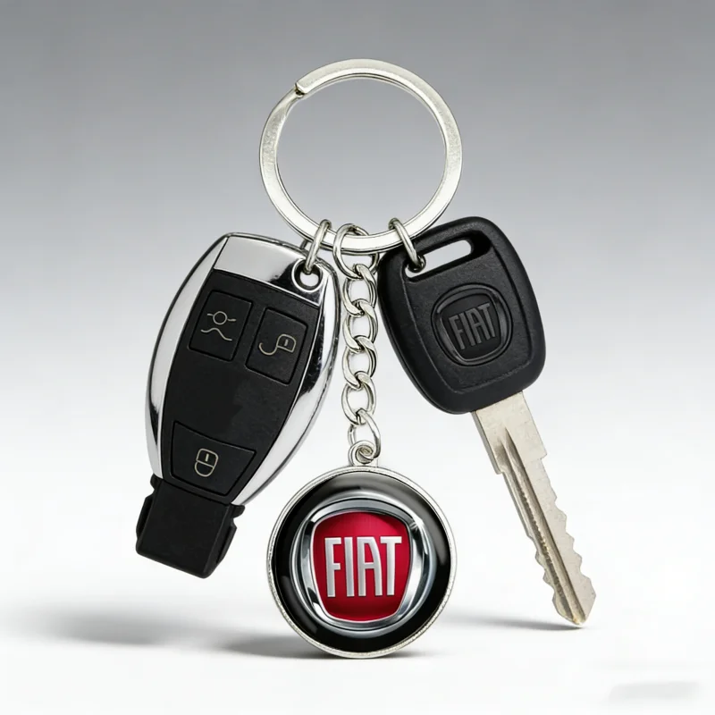 Alloy Car Emblem Keychain Holder Key Ring Pendant for Fiat Abarth 500 500c 600 Aegea Doblo Panda Palio Tipo Punto Stilo Bravo