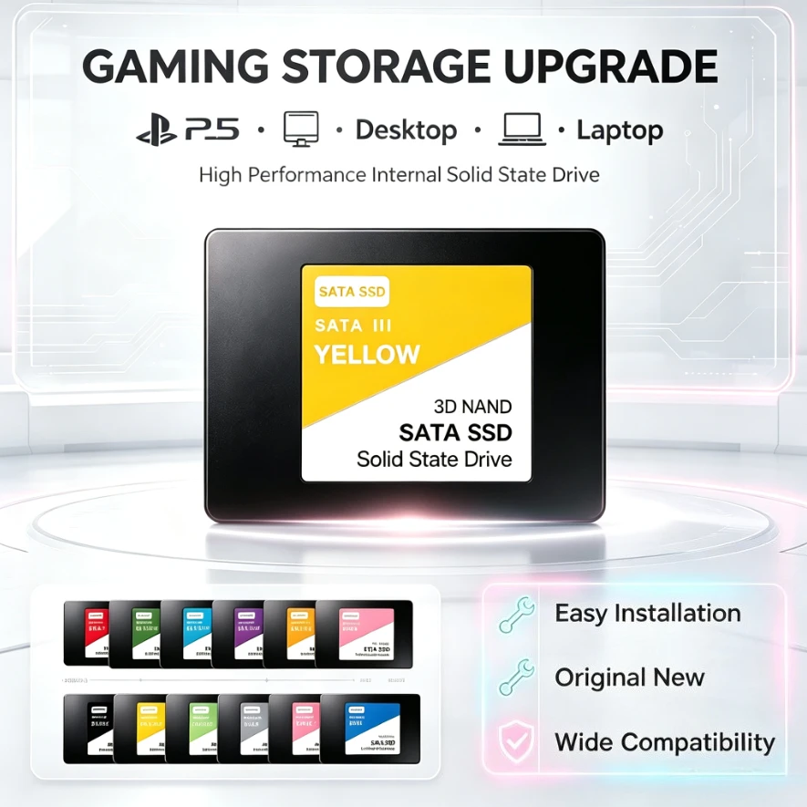 SATA 013 Portable External SSD Hard Drive Yellow / Green / Gray High Speed Large Capacity Storage Disk for Laptop Smartphone