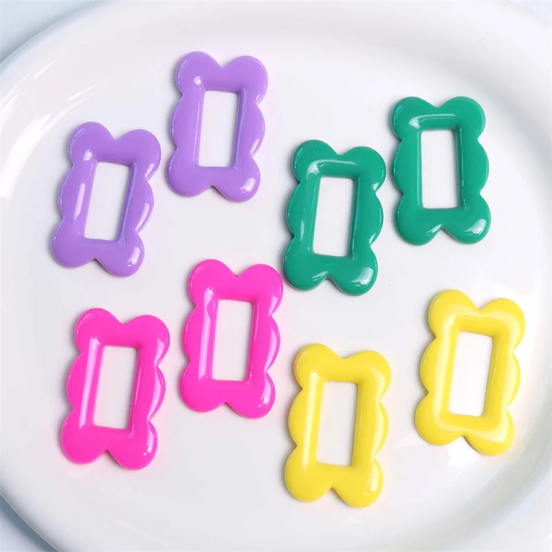 Wholesale 50pcs/lot color print geometry rectangle shape resin cabochon beads diy jewelry garment accessory