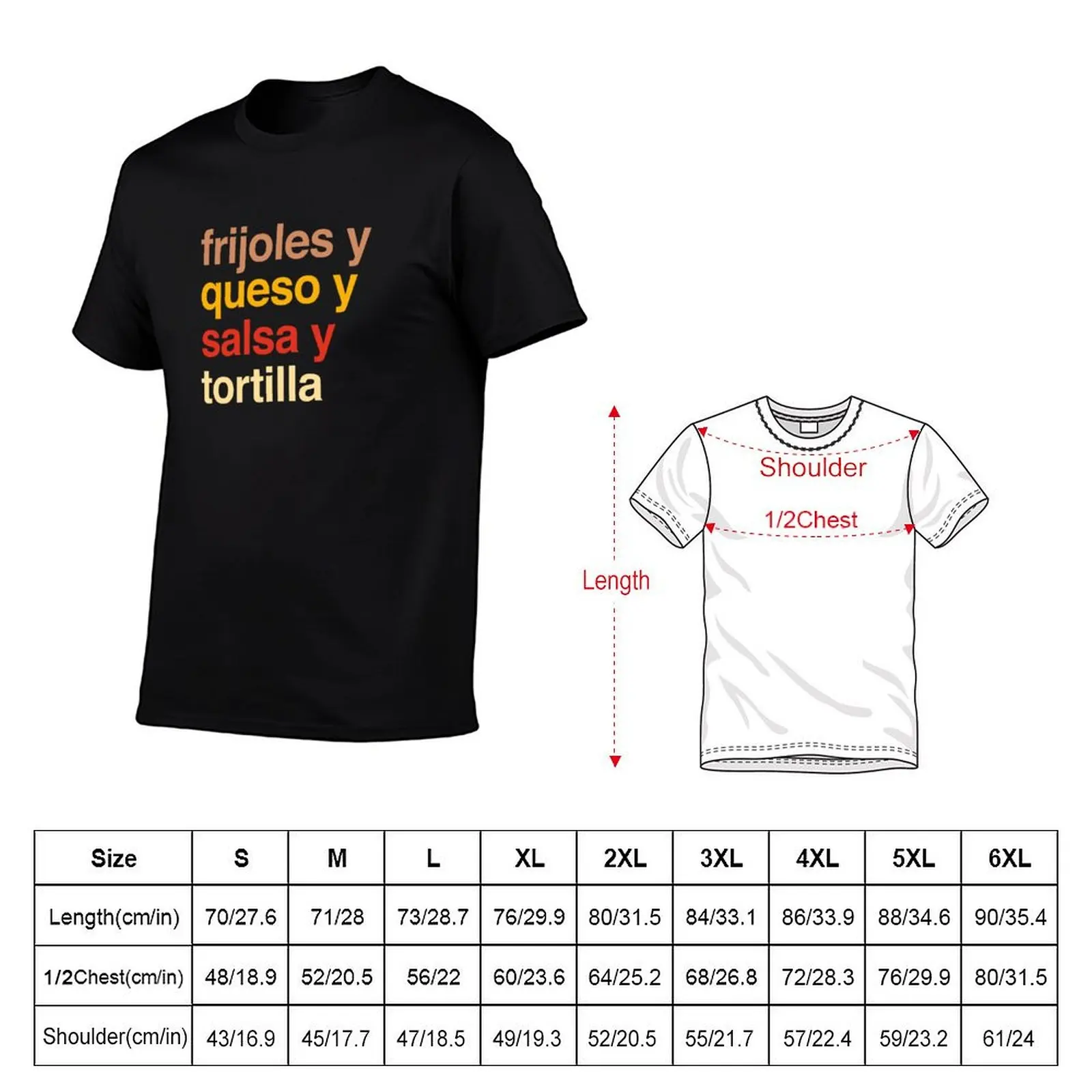 Deconstructed bean and cheese breakfast taco: frijoles y queso y salsa y tortilla (list of ingredients in real colors, i T-Shirt