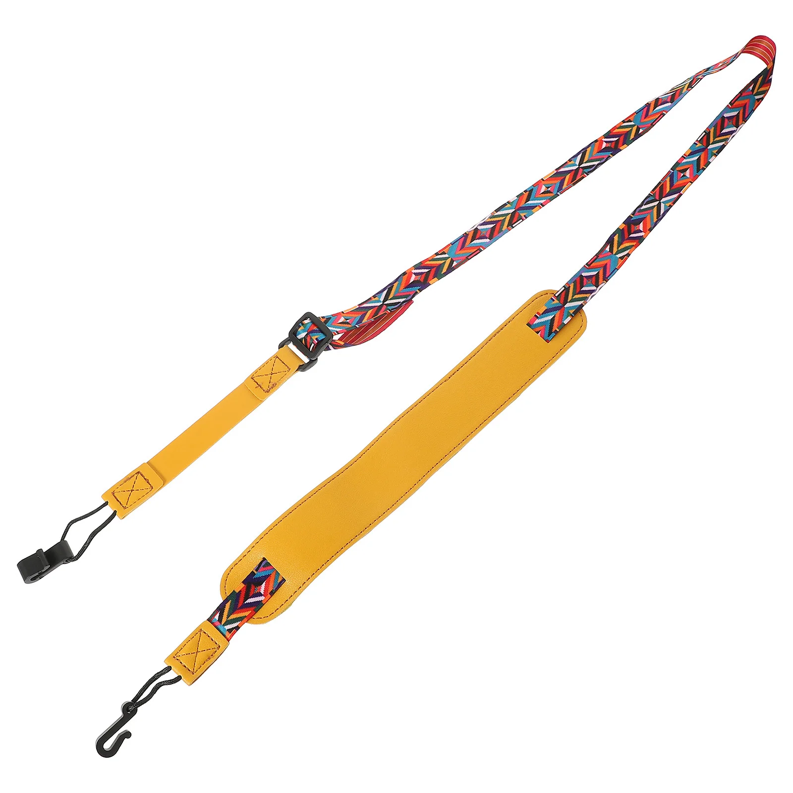 1 pc Adjustable Portable Cotton Pu Ukulele Strap Foldable Breathable Sweat-Absorbing Clip-On Lanyard For Adult Handheld Musical