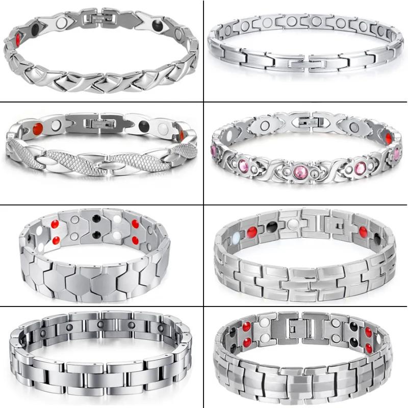 Health Care Magnetic Bracelet For Men/Woman Stainless Steel 4 Health Care Elements(Magnetic,FIR,Germanium) Chain & Link Bracelet 