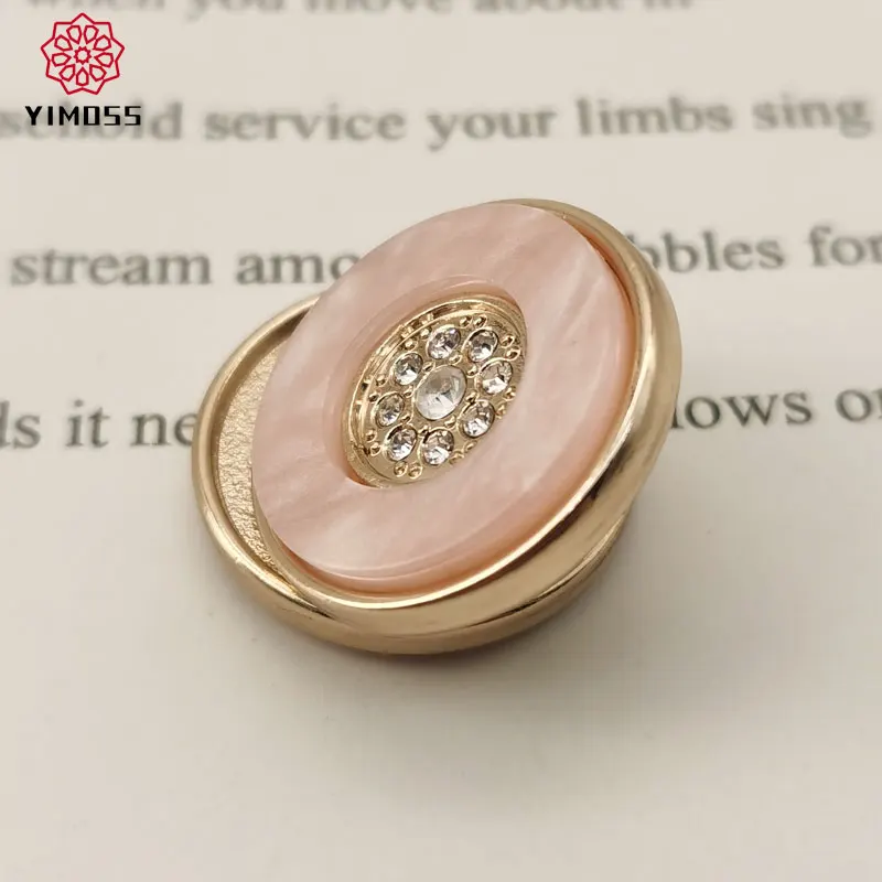 High-End Luxury Pink Metal Buttons for Clothing Coats Sewing Buttons Rhinestone Embellishments Clothing Sewing Accessories 25mm