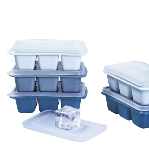 Reusable 6 Grid Ice Cube Maker Mold With Lid Silicone Ice Cube Square Tray Mold for Ice Cream Chocolate