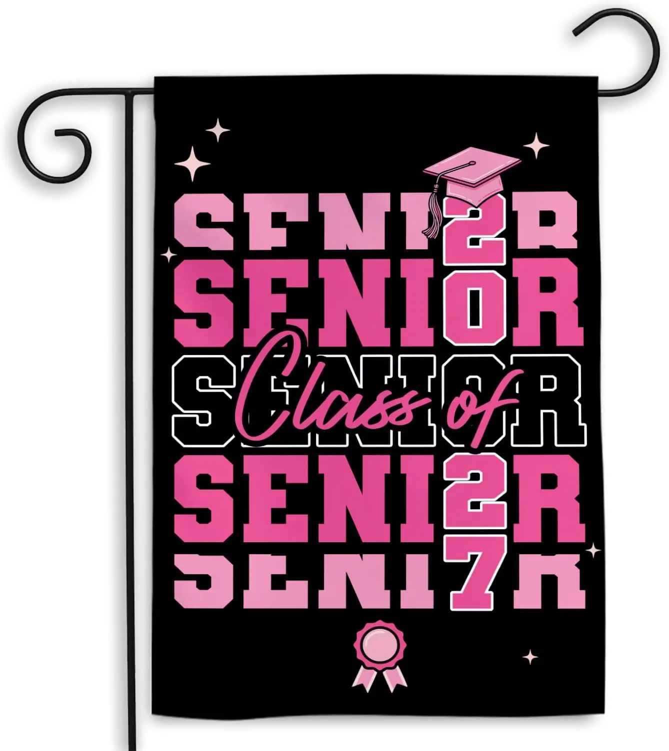 MAIANEY Senior Class Of 2027 Garden Flag Pink Graduation Yard Banner 12x18 Inch Double Sided, Senior Year Porch Lawn Outdoor yyi