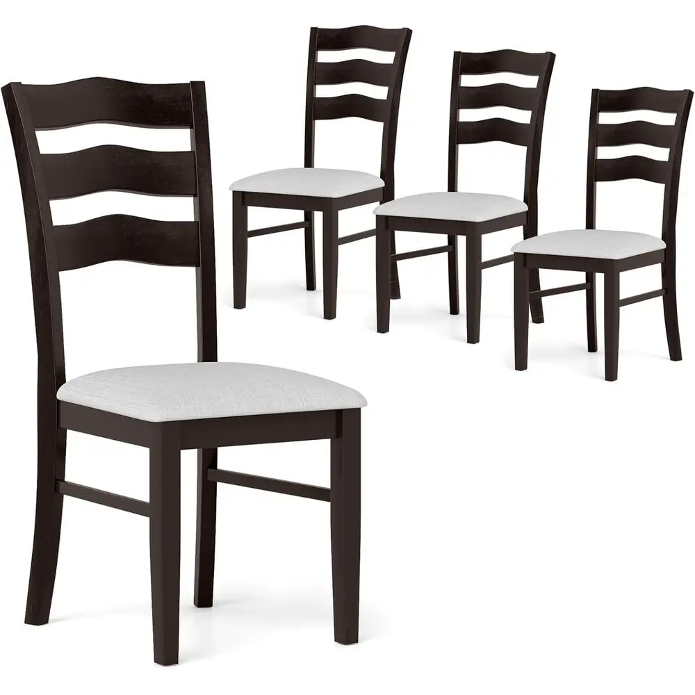 

Set of 4 Upholstered Dining Chairs with Padded Seats and Waved Backrests, Suitable for Kitchen, Dining Room, and Restaurant Use