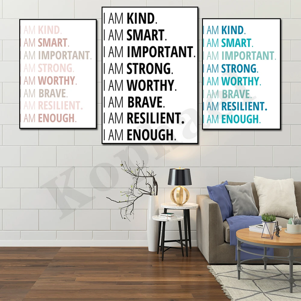 Daily Positive Affirmations Mental Health Social Work Self Love Playroom Home School Classroom Decorative Poster