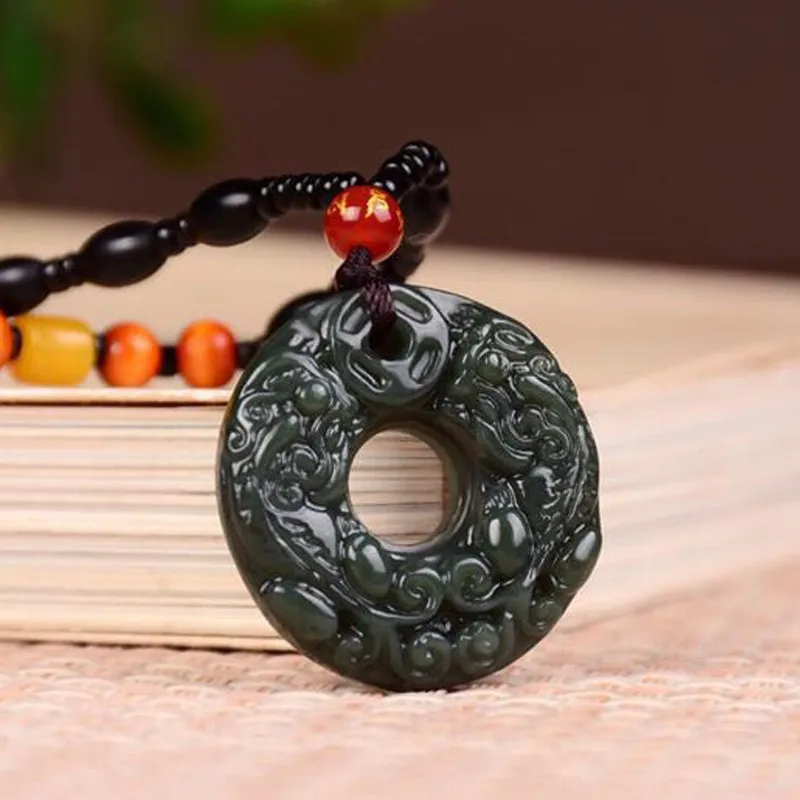 Natural Nephrite Green Hetian Jade Fengshui Pixiu Pendant Necklace Men Women Lucky Charms Amulets Healing Gemstone Fine Jewelry