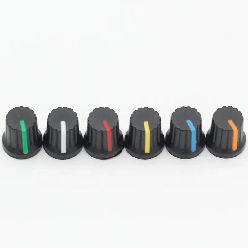 12 ชิ้น 6 มิลลิเมตร Shaft Hole Dia พลาสติกเกลียว Knurled Potentiometer Knobs Caps
