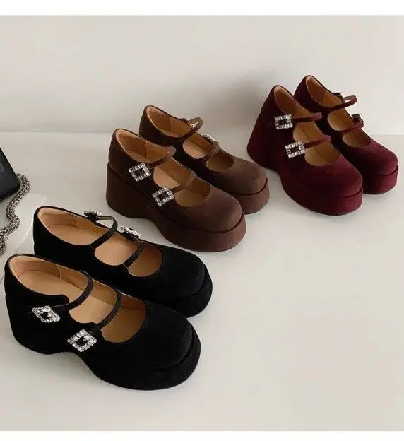 

Elegant French Style Mary Jane Shoes with Thick Platform and Comfortable Heels Wedges Shoes for Women Zapatos De Mujer
