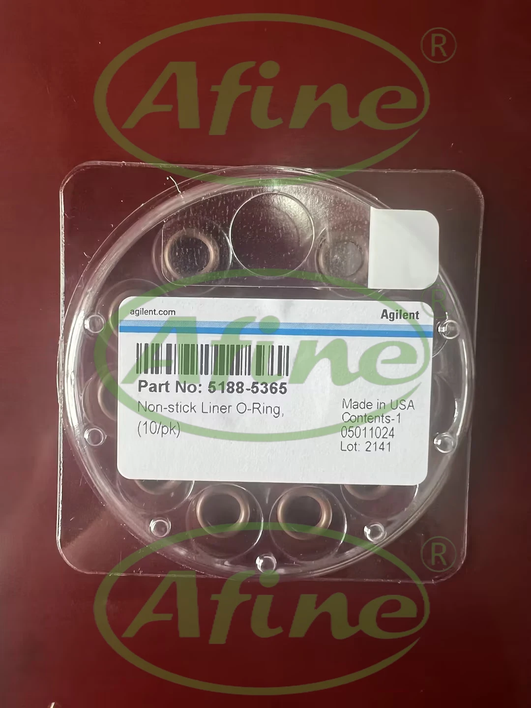 AFINE Agilent 5188-5365 Inlet liner O-ring, non-stick fluorocarbon, 10pcs/pacage