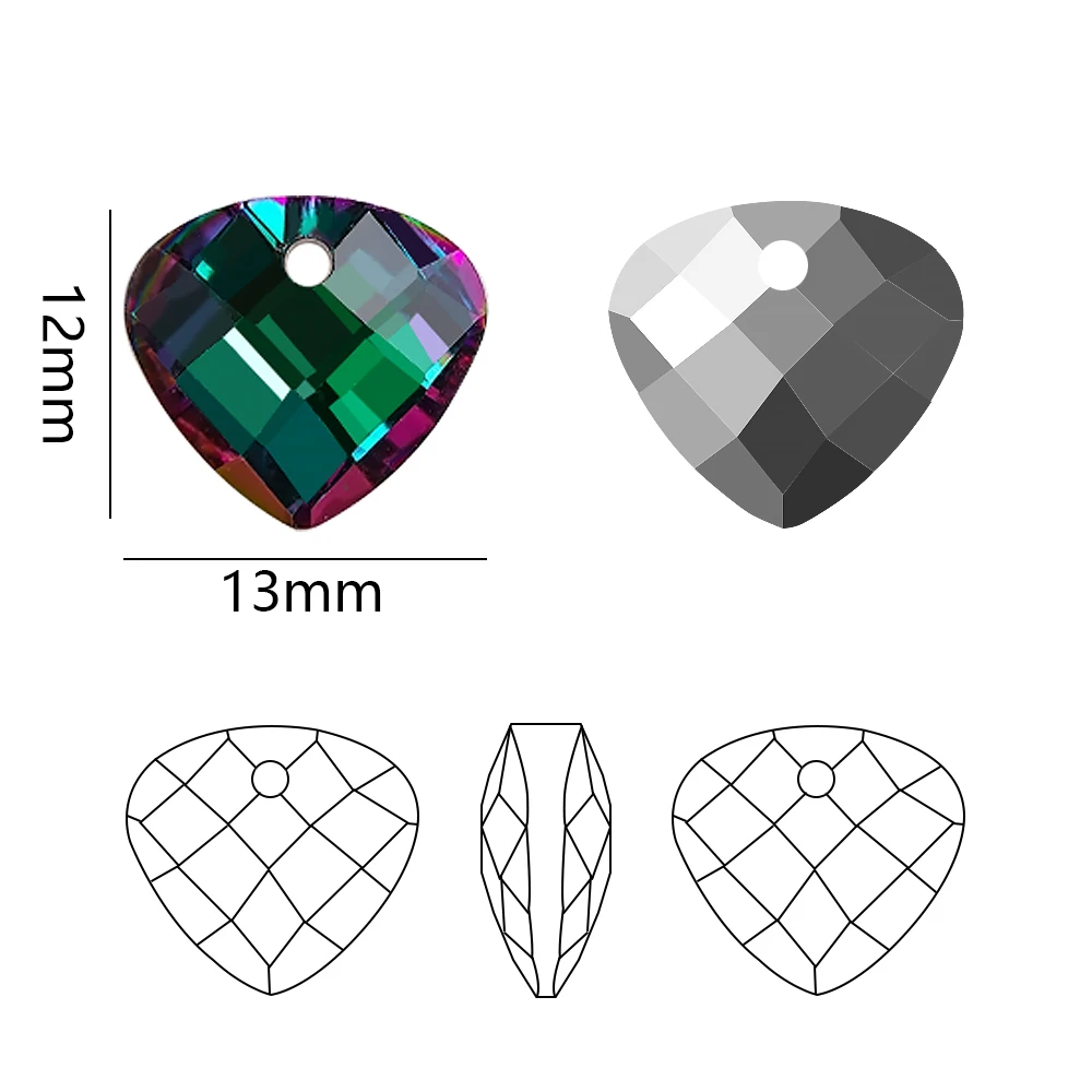 20Pcs 14mm Multicolor Glass fanshaped Pendant Beads Crystal Charms For Women Jewelry Making Necklaces DIY Earring Accessories
