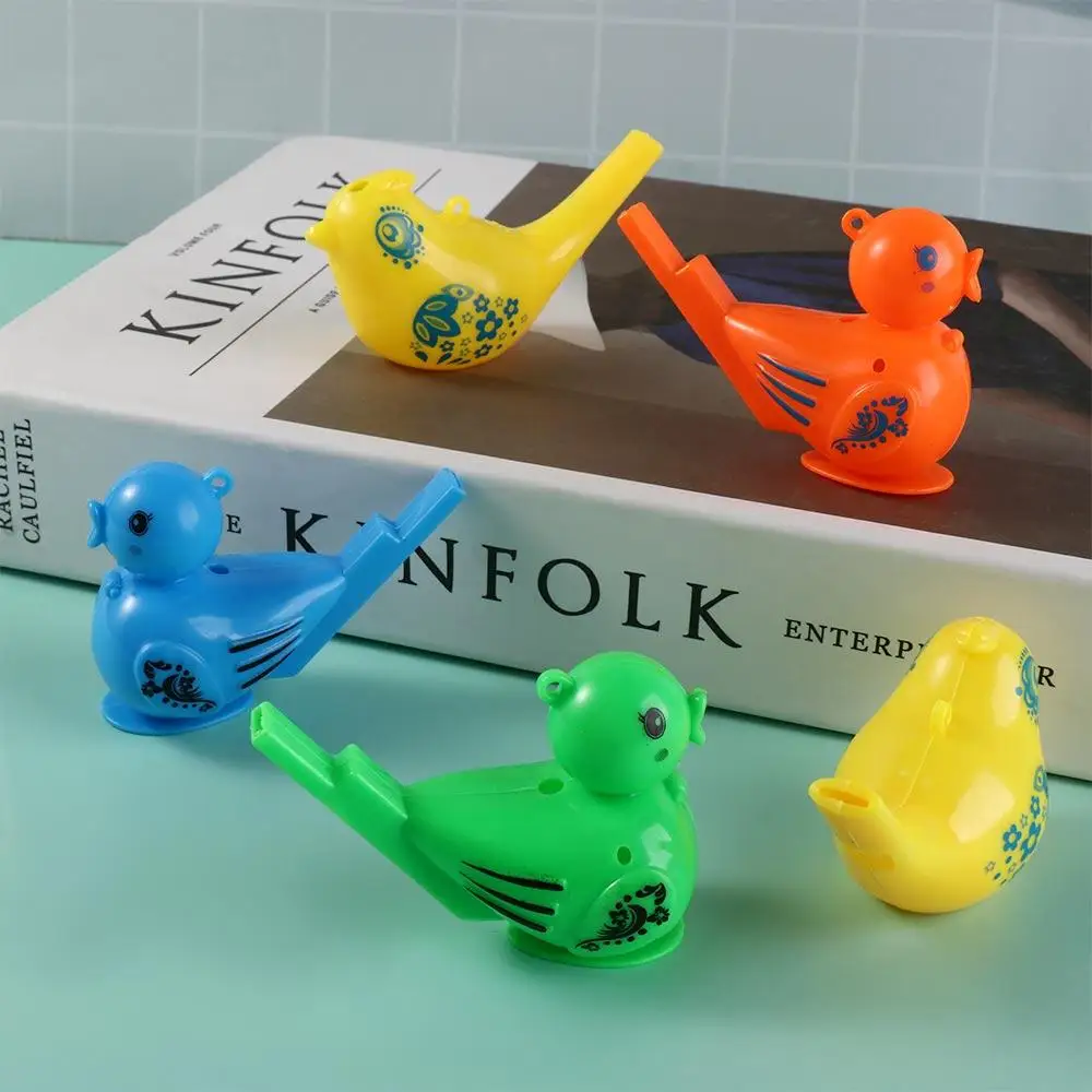 Funny Water Bird Whistle for Bathtime, Instrumento Musical Plástico, Desenho Colorido, Brinquedo Novidade para Festa, 5PCs