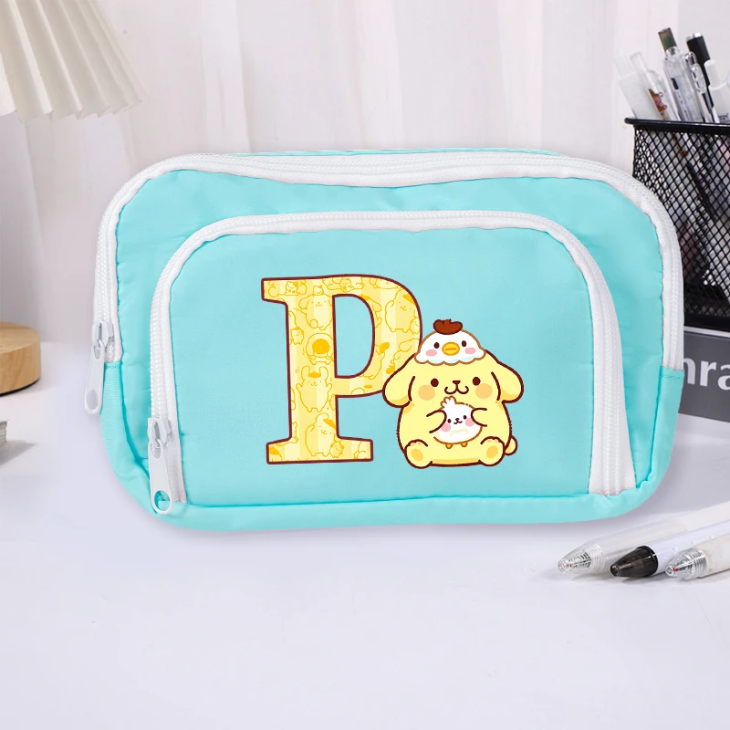 

Pom Pom Purin Sanrios Letter Pencil Bag Cute Dog Pencil Case Large Capacity Multilayer Pencilcase Anime Girl Student Stationery