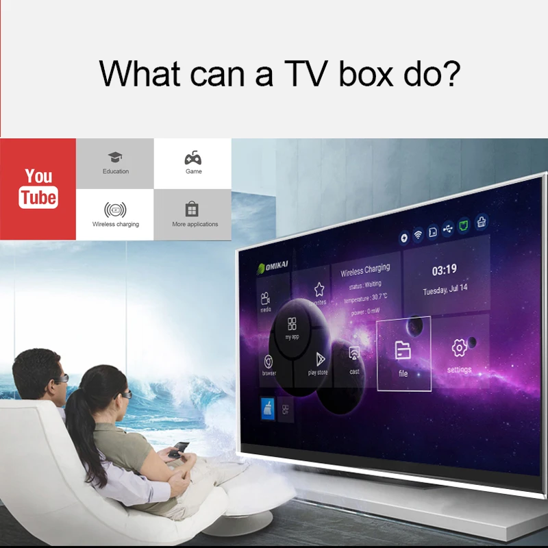 Transpeed Android 10.0 TV Box Wireless Charging BT5.0 6K Voice Assistant 4K Media Player 4GB / 32GB 2.4G&5.8G WiFi 100M LAN