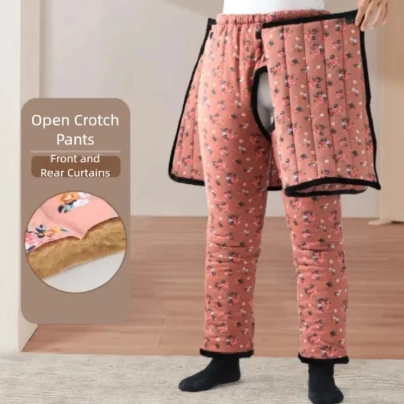 

ABDL Adult Baby Open Crotch Pants Plus Size Comfort Soft Incontinence Trousers Autumn Winter Gift Thickening Warm Cotton Pants