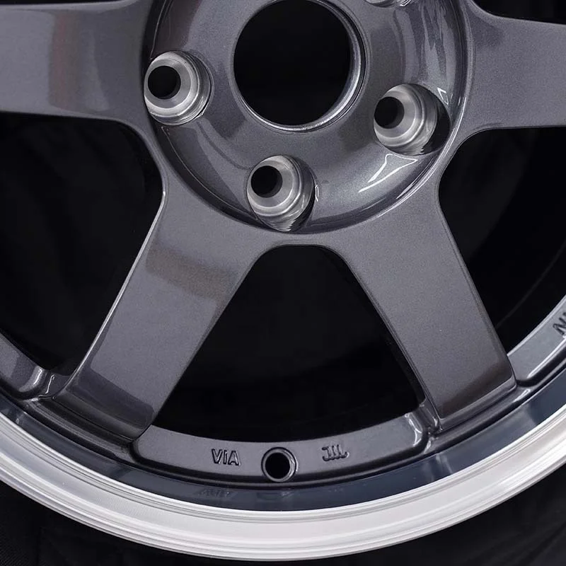 Iconic 5-Spoke Machined Lip Forged Rims Shiny Gunmetal Finish Custom ET PCD for Most Sport Compact Cars
