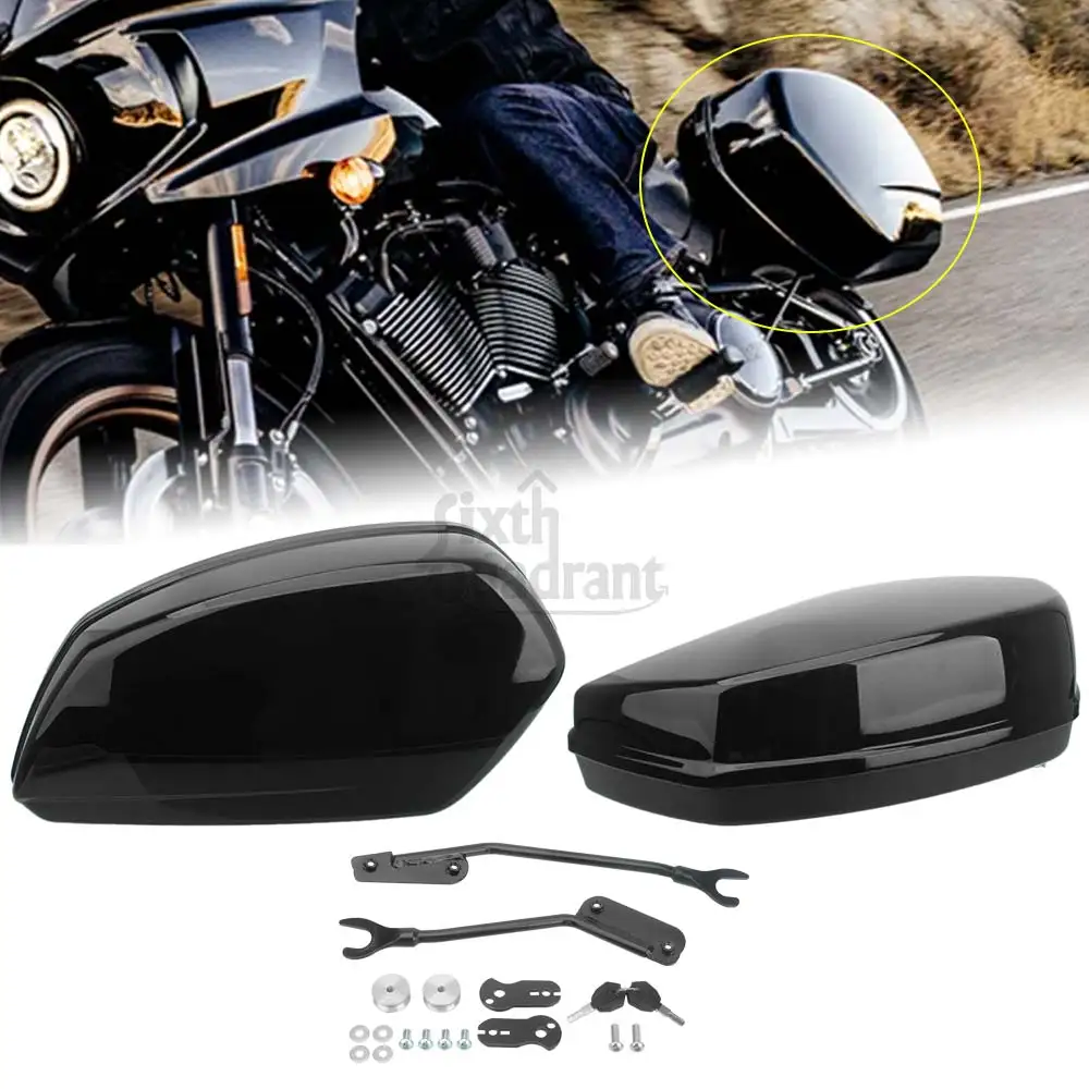 

1Pair Motorcycle Vivid Black Quick Release Hard Saddlebags Trunk with Latch Keys for Harley Low Rider ST EI FXLRST FXRST 2022-24