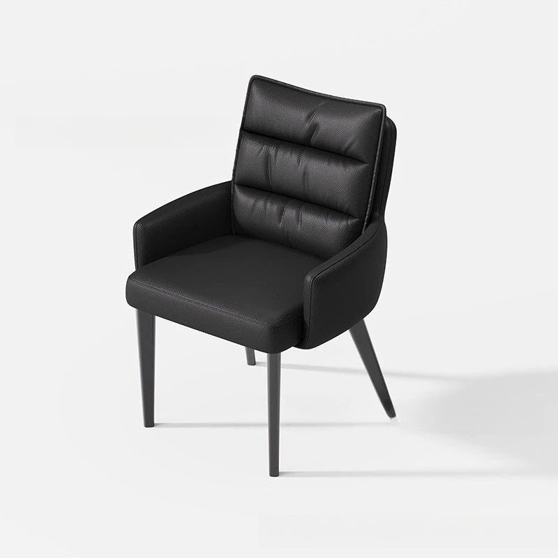 

Elegant style black leather dining chair modern simplicity high sense
