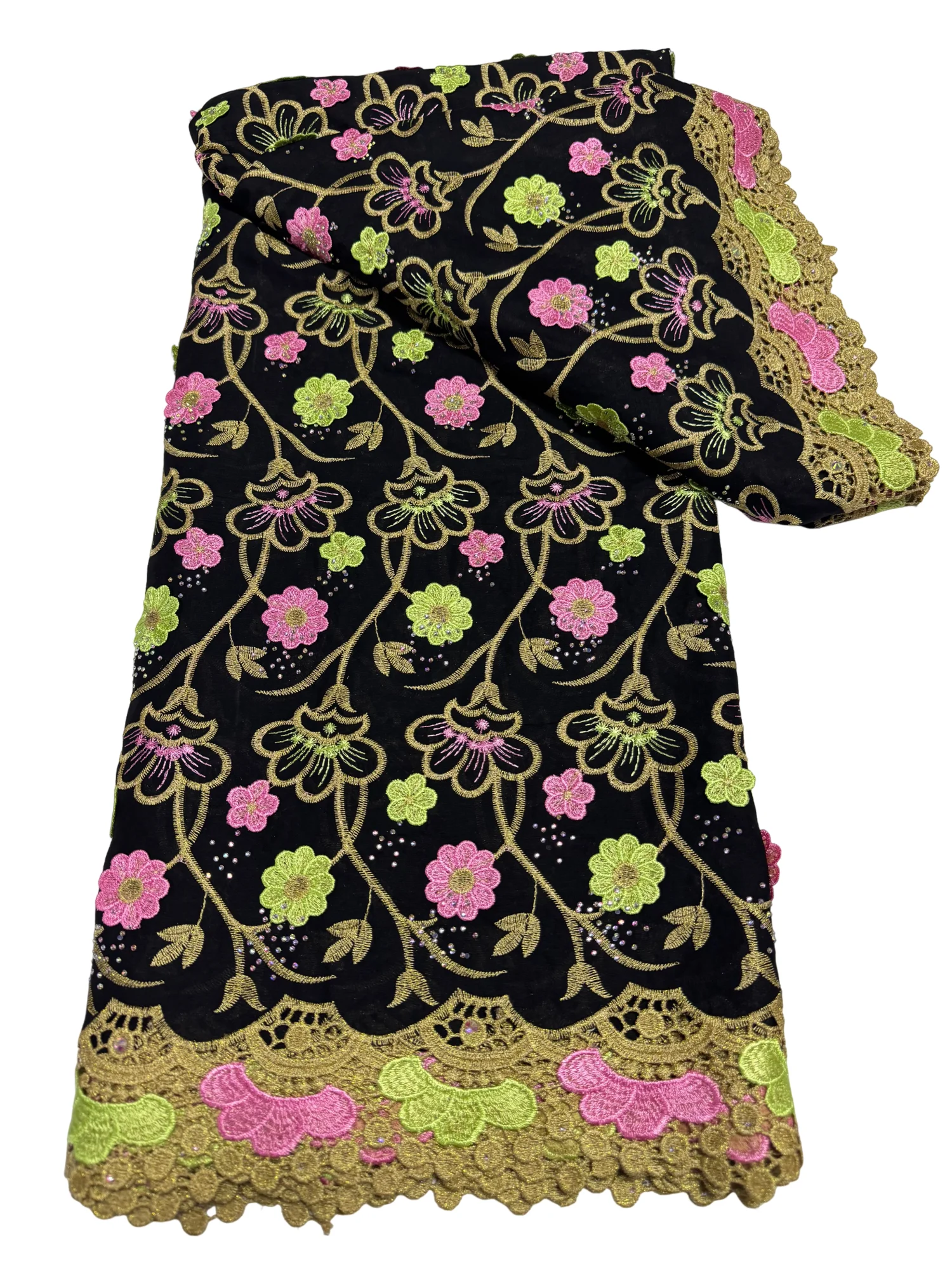 

Newest Swiss Voile Lace 3D Flower Embroidered Water Soluble Lace Fabric For Sewing Nigerian Women Dresses 5 Yards 19A15