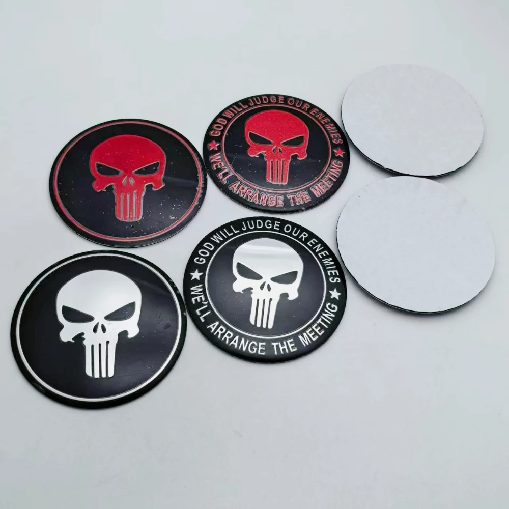 4pcs 3D 45mm 56mm 65mm Skull Emblem Car Stickers Auot Accessories for Car Wheel Center Caps Hub Dust Cap Rim Cover Hubcaps Badge view 3
