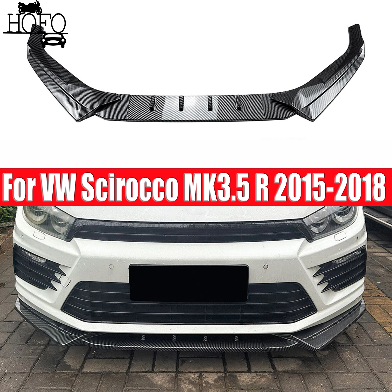 

For VW Scirocco MK3.5 R 2015-2018 2016 2017 Front Bumper Spoiler Lip Splitter Kit