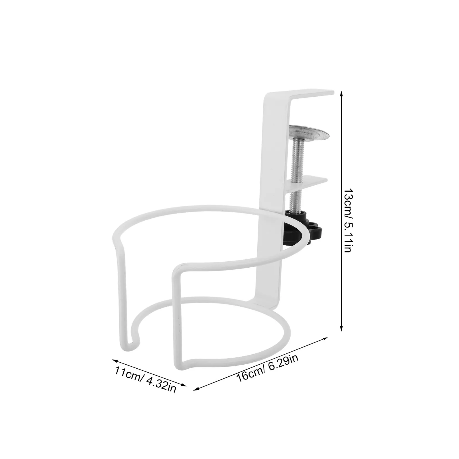 Desk Cup Holder Clamp Side-Mounted Beverage Holder White Adjustable Desktop Organizer for Office Workstation Cup Mug Bottle