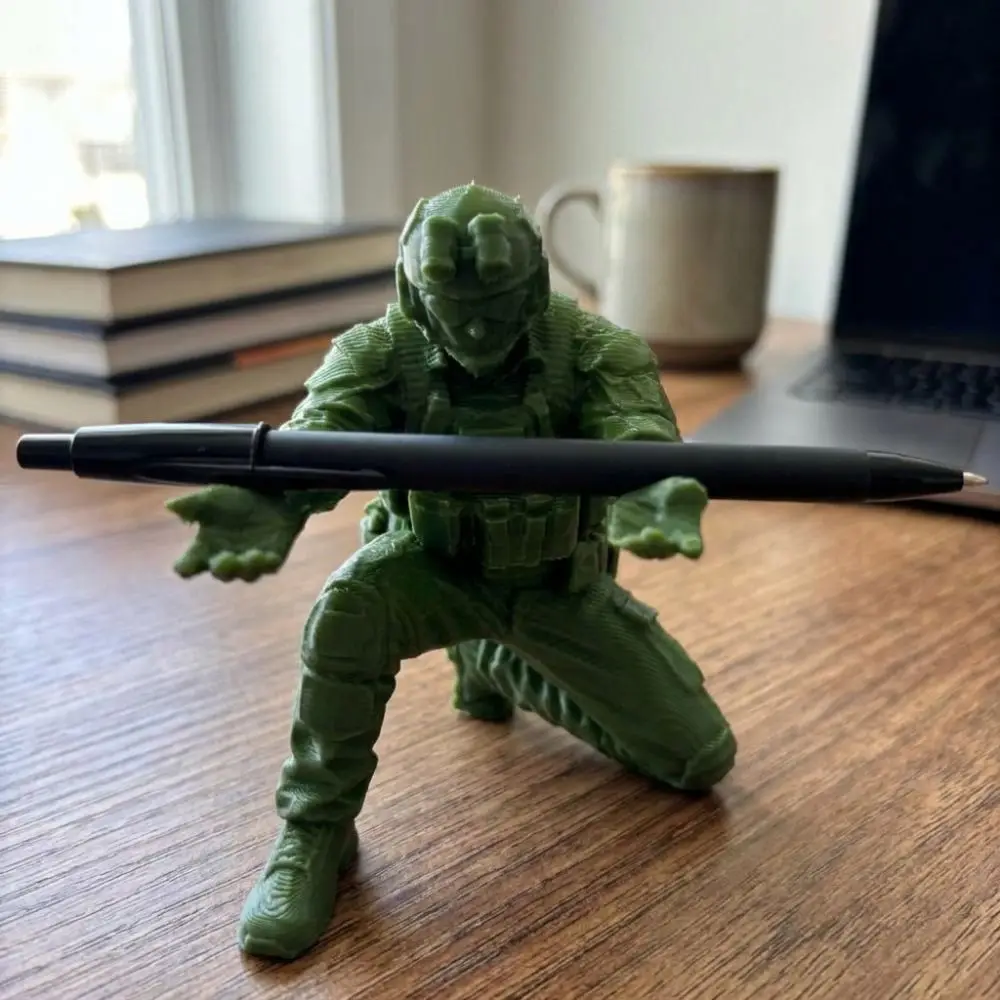 Unique Soldier Pen Holder Plastic Special Forces Figure Warrior Ornament Stationery Warrior Figurine Fits Pen Pencil Marker