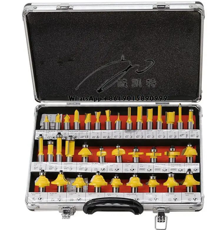35PCS 1/2"(12.7mm) Shank Tungsten Carbide Router Bit Set Wood Woodworking Cutter Trimming Knife Forming Milling