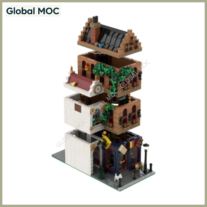 Belgian Chocolate Shop MOC Blocks Exquisite Dessert Store Interior Small Particle Town Scene Decor Ornament 2066PCS