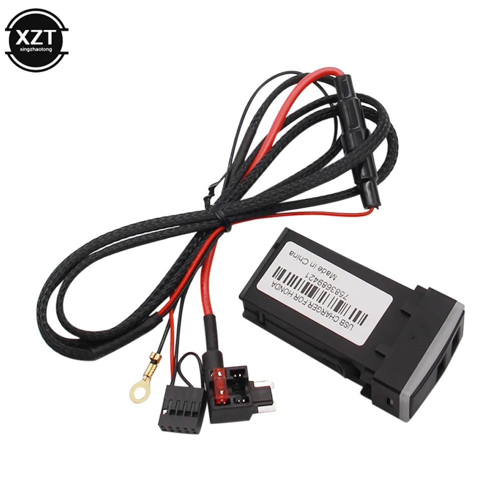 NEW 12V Dual USB Car Charger QC3.0 LED Voltmeter Power Adapter With Digital Voltage Display ForHONDA (43mm*24mm) Auto parts