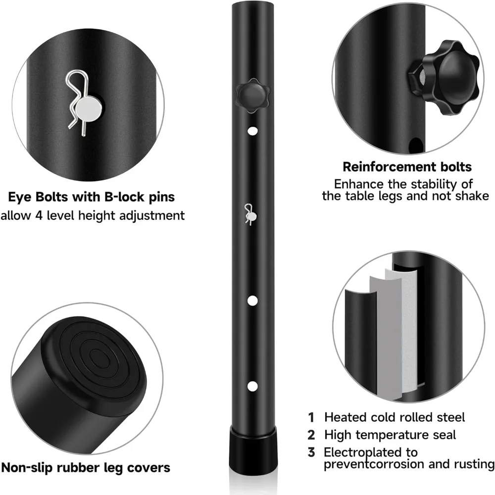 موسعات أرجل الطاولة القابلة للطي بأربعة مستويات قابلة للتعديل، معدن شديد التحمل، 8 عبوات، رفع الارتفاع للاستقرار والمتعدد الاستخدامات #2