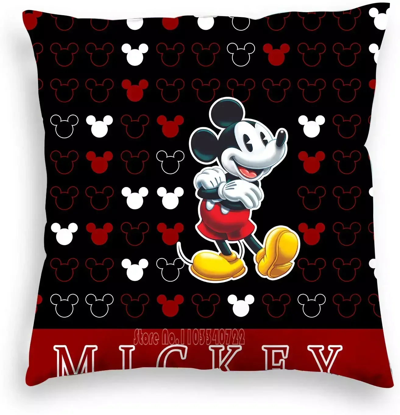 Disney Cartoon Mickey Mouse Mickey Minnie Sofa Cushion Car Living Room Pillow Set Peach Skin Flannel Cushion Cover