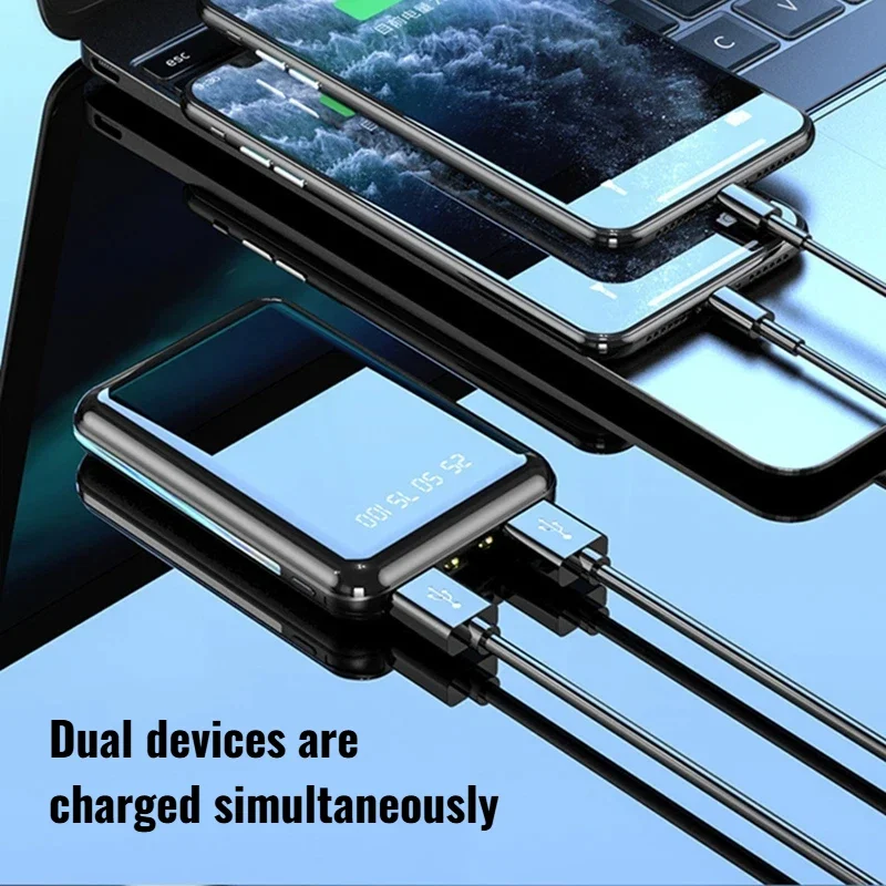 Xiaomi 10000mAh بنك طاقة صغير محمول شاحن مرآة شاشة LED باور بانك رقمي آيفون سامسونج بطارية خارجية جديدة #5