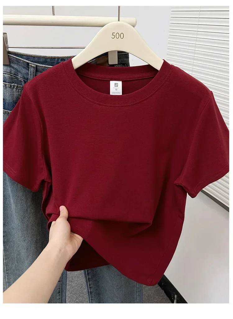 2026 Sommer Neue Hochwertige Lässige T-Shirts Sexy Kurzarm Modischer Trend Einfarbige Damenkleidung Y2k Tops – Detail 29