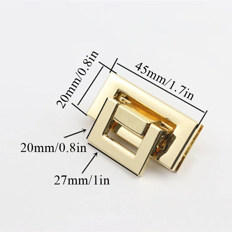 DIY Metal Rectangle Clasp Turn Lock Twist Lock Hardware Bag Accessories for Handbags Bags Buckle Replacement Handbag Turn Lock