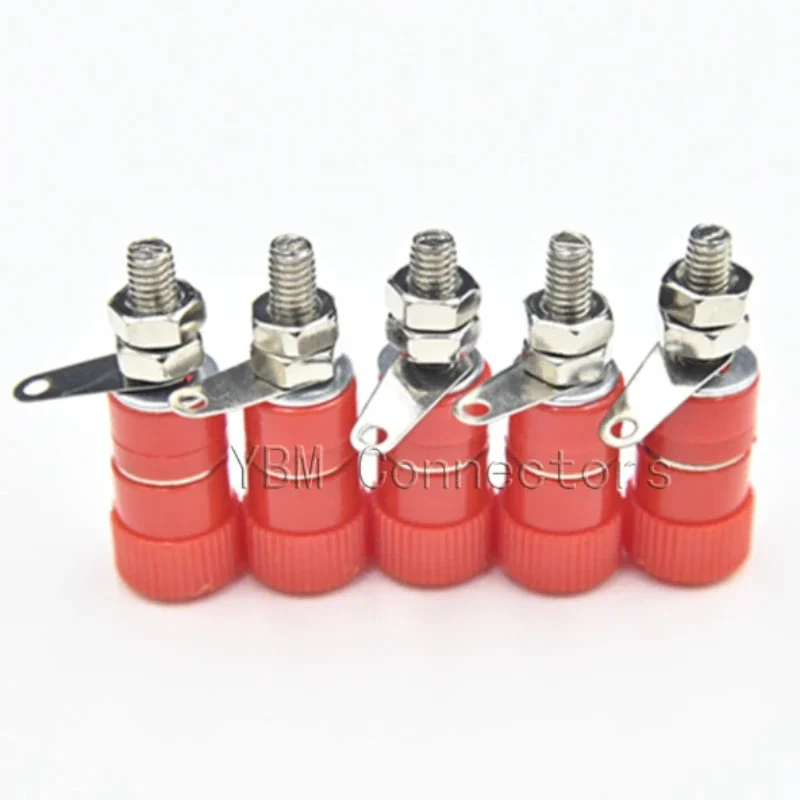 10pcs/lot Red Black 4mm Banana Plug Jack Socket Nickel Plate Binding Post Terminal Connector for Audio Amplifier Speaker Cable