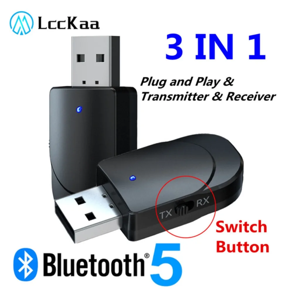 USB Bluetooth Transmitter Receiver 2 in 1 USB Bluetooth 5.0 Dongle Adapter for PC Car Speaker PS4 Switch Wireless Audio Adapter