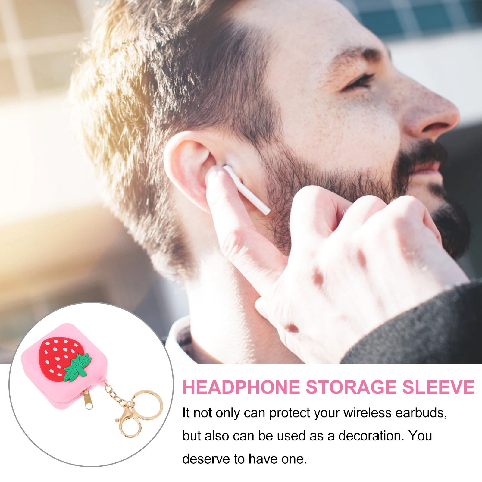 

Cartoon Earphone Protector Keyring Storage Bag High Quality Silicone Comfortable Long Service Excellent Workmanship Gift For