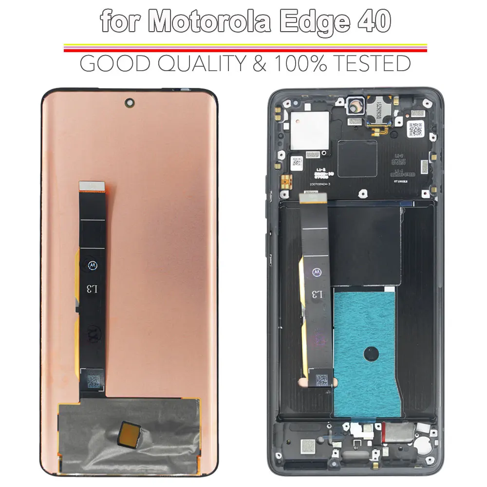 Super AMOLED LCD for Motorola Edge 40 LCD Display Touch Screen Digitizer Replacement for Moto Edge 40 XT2303-2 LCD with Frame