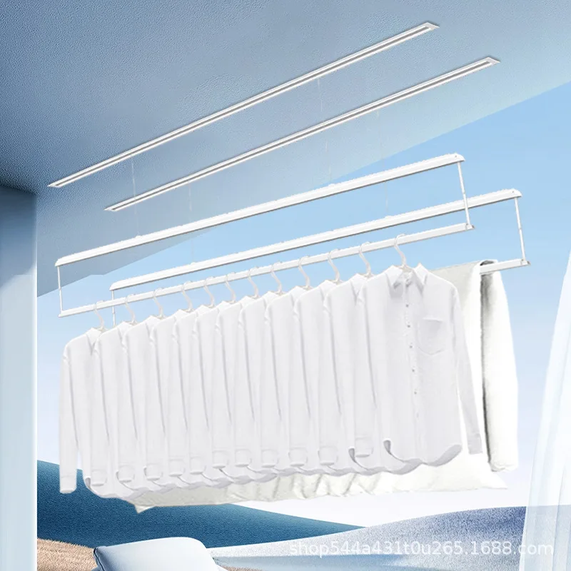 Household drying rack double pole hidden invisible voice-activated balcony quilt drying pole