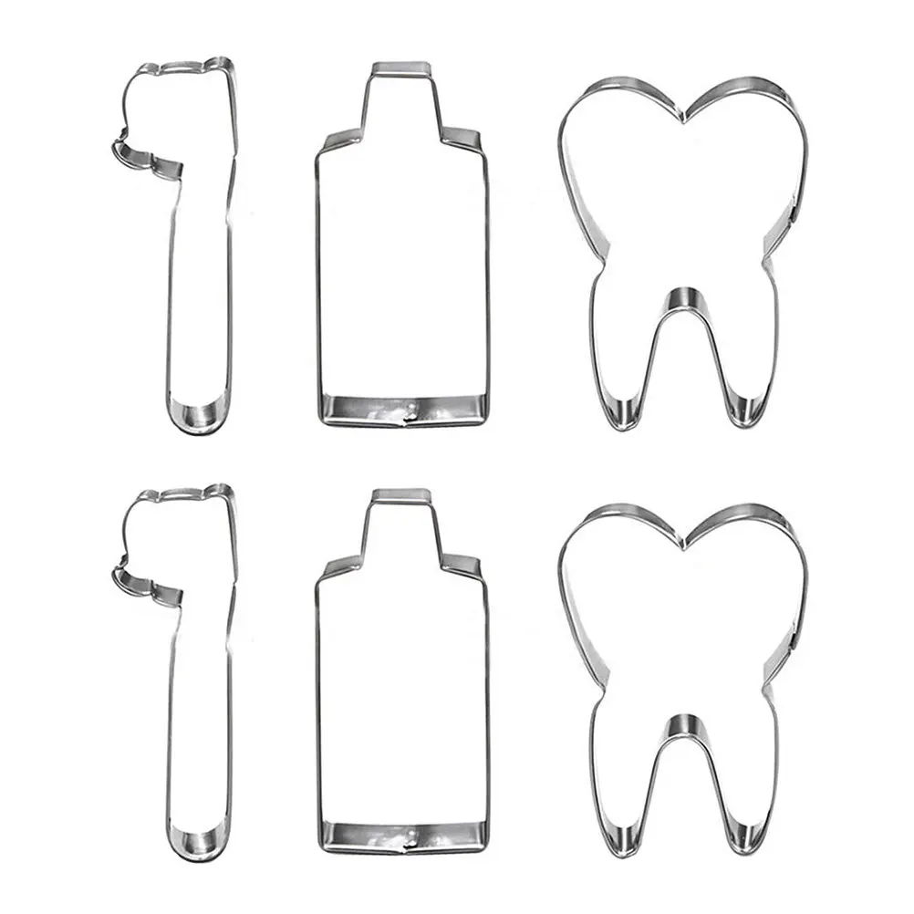 6Pcs Toothpaste Tube Toothbrush Design Stainless Steel Baking Mold Non Stick Demoulding Baking Supplies Cookie Mould Set