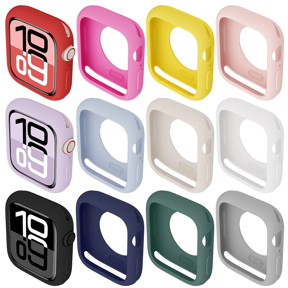 حافظة لساعة أبل 11-10 46 مللي متر 42/40/44/41/45 مللي متر غطاء حماية ممتص الصدمات iwatch سلسلة 9 8 7 6 5 4 SE 3 ملحقات سيليكون ناعمة #1