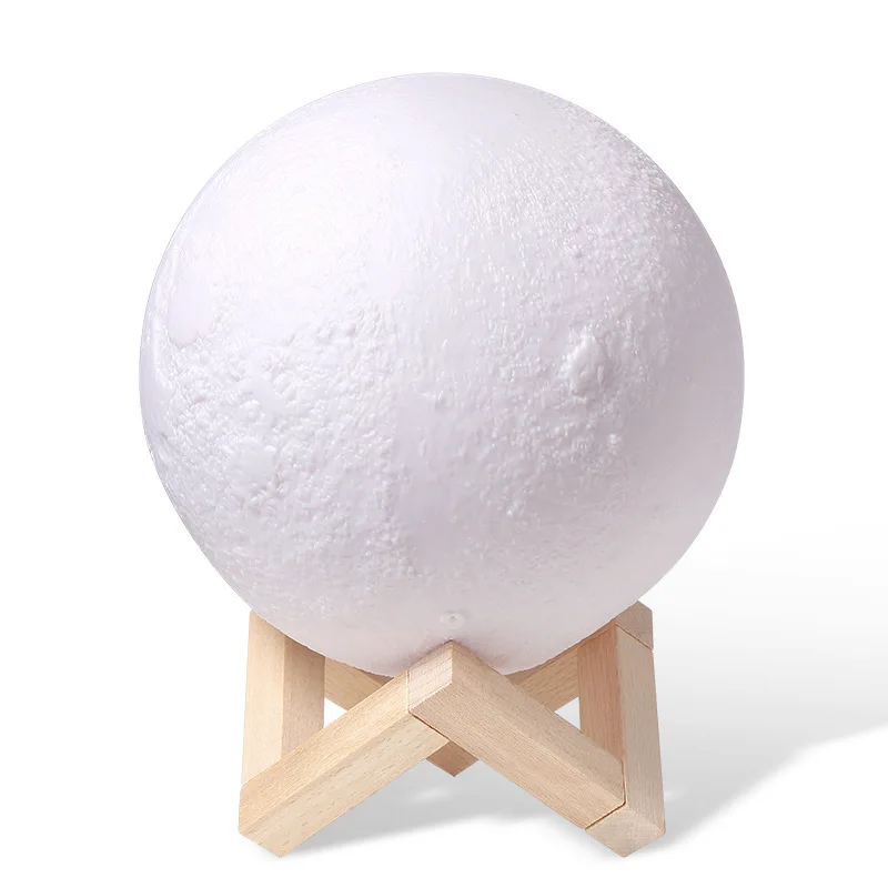 15cm 3D Printing Moon Lamp Creative Colorful Dimmable Light with Bluetooth Speaker USB Charging Bedside Atmosphere Lamp