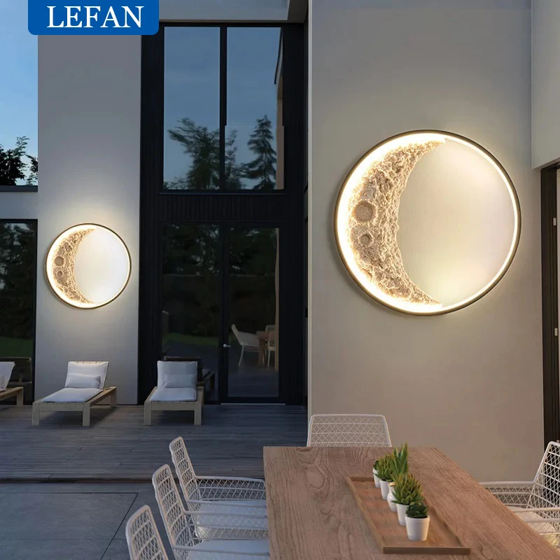 Imagem -03 - Moon Crescent Led Wall Lamp Ip65 Luz Impermeável Interior e Exterior Terraço Jardim Paisagem Exterior